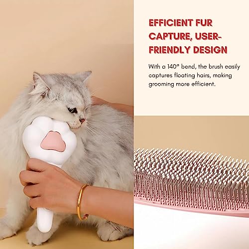 Cute Paw-Shaped Cat Brush with Release Button Deep Fur Removal and Easy Cleaning for All Cat Breeds - Image 4