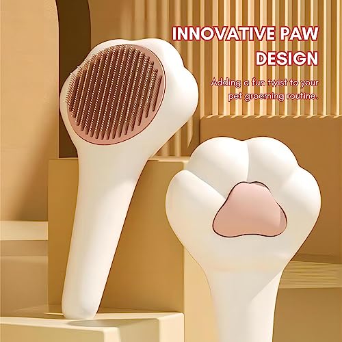 Cute Paw-Shaped Cat Brush with Release Button Deep Fur Removal and Easy Cleaning for All Cat Breeds - Image 6
