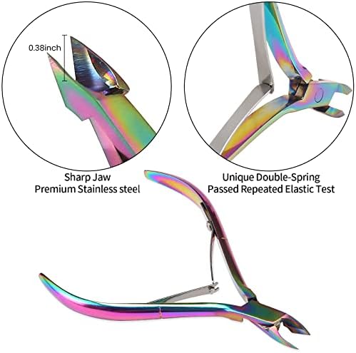 Cuticle Trimmer with Cuticle Pusher, SoHai Cuticle Remover Cutter Nipper and Triangle Cuticle Nail Pusher Peeler Scraper, Durable Dead Skin Clipper Manicure Pedicure Tools (Colorful) - Image 2
