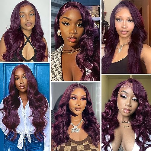 30 Inch Deep Purple Body Wave 150% Density Human Hair Lace Front Wig with Free Gifts - Image 6