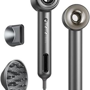 D07Pro High-Speed Hair Dryer, 1600W Professional Negative Ionic Blow Dryer with Diffuser for Curly Hair, 110,000RPM for Fast Drying, 5 Temps & 3 Speeds, Home & Travel Hair Dryer.