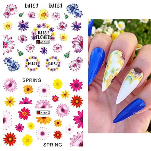 Daisy Nail Water Stickers Decals Sunflower Nail Art Sticker Foil Transfer Summer Nail Art Decorations Watermark Small Daisies Flower Designs Stickers Nail Tattoo Manicure Tips Decoration 12PCS - Image 5