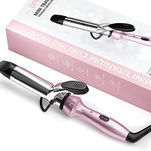 DAN Technology Travel Mini Curling Iron, Dual Voltage Curling Iron up to 450°F for Short Hair,Nano - Titanium Barrels & 30s PTC Fast Heating…