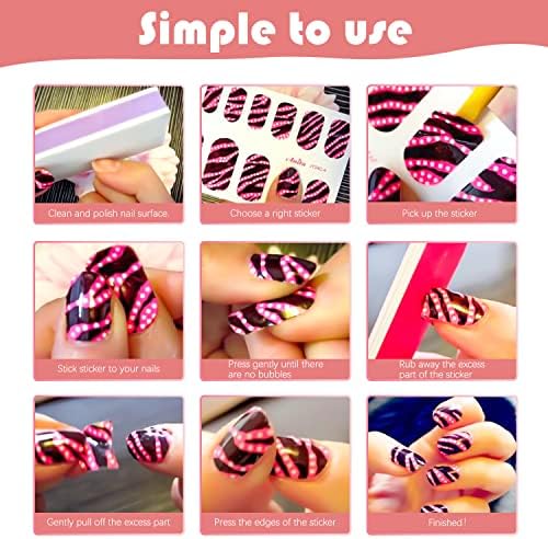 Danneasy 16-Piece Full Nail Wraps Set with Included Nail File and Application Stick - Image 7