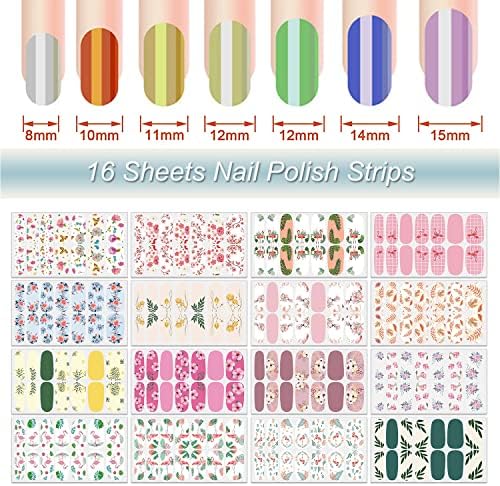 Danneasy 16-Piece Full Nail Wraps Set with Included Nail File and Application Stick - Image 2