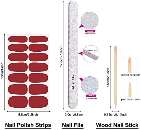 DANNEASY 16 Sheets Full Nail Wraps Bright Solid Color Nail Polish Strips Gel Nail Strips Self Adhesive Nail Polish Stickers for Women Manicure Sticker for Nail Art with Nail File, Cuticle Stick - Image 6