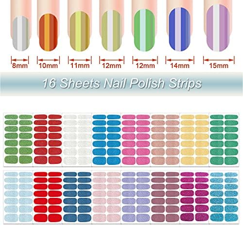 DANNEASY 16 Sheets Nail Wraps for Women Stick on Nail Polish Strips Self Adhesive Nail Stickers Gel Nail Strips Nail Accessories with 1pc Nail File, Cuticle Stick (Glitter) - Image 2