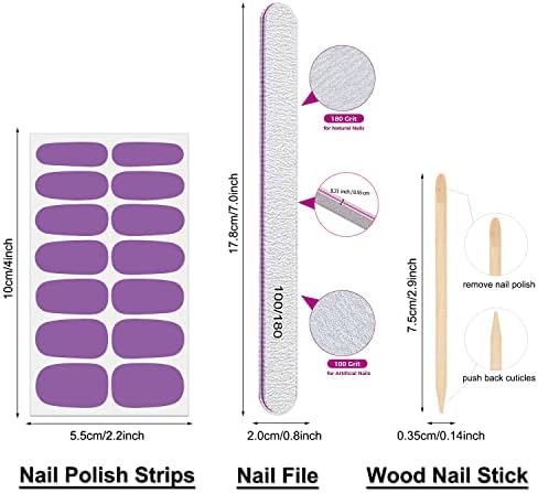 DANNEASY 16 Sheets Nail Wraps for Women Stick On Nail Polish Strips Solid Color Gel Nail Strips Self Adhesive Nail Polish Stickers Manicure Sticker for Nail Art with Nail File, Cuticle Stick - Image 6