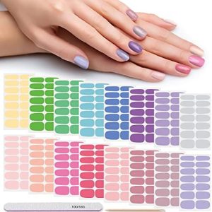 DANNEASY 16 Sheets Nail Wraps for Women Stick On Nail Polish Strips Solid Color Gel Nail Strips Self Adhesive Nail Polish Stickers Manicure Sticker for Nail Art with Nail File, Cuticle Stick