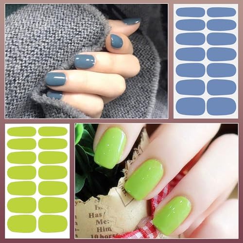 DANNEASY 24 Sheets Light Color Nail Polish Stickers Full Nail Wraps Stick on Nail Polish Strips Gel Nail Strips Self Adhesive Fingernail Sticker Nails for Women with Nail File, Cuticle Stick - Image 3