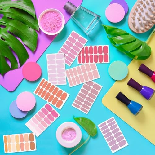 DANNEASY 24 Sheets Light Color Nail Polish Stickers Full Nail Wraps Stick on Nail Polish Strips Gel Nail Strips Self Adhesive Fingernail Sticker Nails for Women with Nail File, Cuticle Stick - Image 4