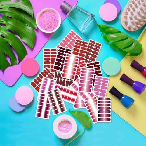 DANNEASY 40 Sheets Red Nail Wraps for Women Solid|Glitter|Gradient Nail Polish Stickers Full Nail Polish Strips Gel Nail Strips Self Adhesive Fingernail Sticker Nails with Nail File, Cuticle Stick - Image 4