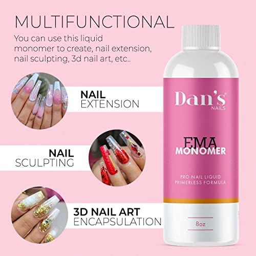 Dan's Nails 8 oz Professional Acrylic Nail Liquid Monomer Extra Adhesion - Image 3
