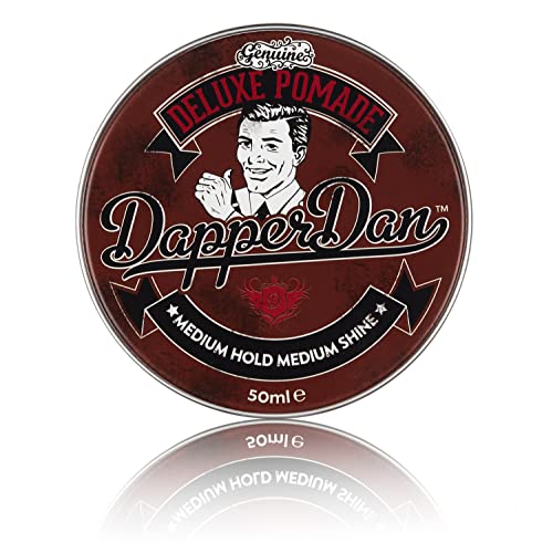 Dapper Dan Deluxe Pomade, Medium Hold Medium Shine Hair Pomade for Men, Versatile and Flexible Water Based Pomade, for a Professional Look, 1 x 50ml