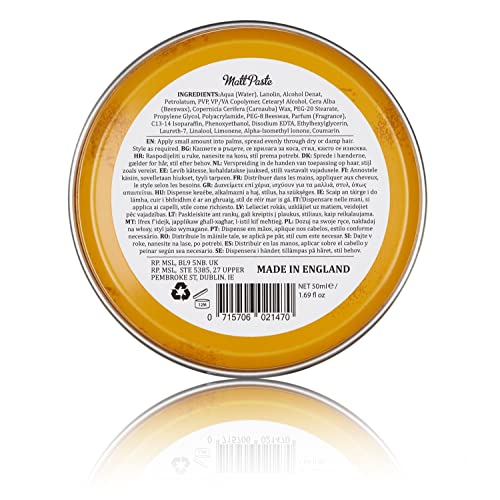Dapper Dan Matt Paste, High Hold Low Shine Hair Paste for Men, Versatile Hair Product with Flexible Hold for All Styles, Vintage Cologne Fragrance, 1 x 50ml - Image 2