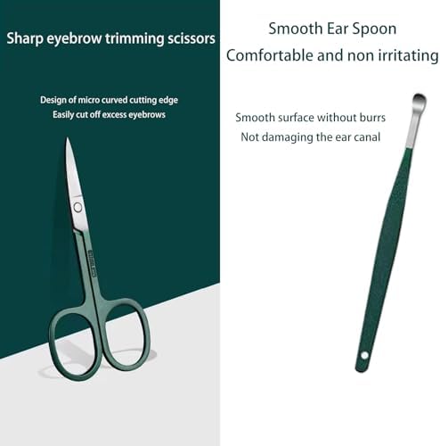 6-Piece Dark Green Stainless Steel Nail Care Tool Set Splash-Proof Design - Image 5