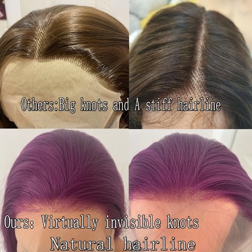 Dark Purple Lace Front Wigs Long Straight Glueless Purple Wigs for Black Women Synthetic Lace Front Wig with Natural Hairline for Cosplay… - Image 4