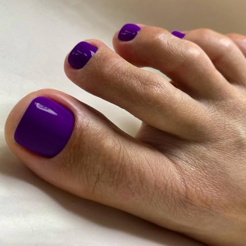 Dark Purple Press on Toenails Short,SXVME Glossy Fake Toe Nails Press on Toes Nails Glue on,Toe Acrylic Nails Fake Toenails,Stick on Toe Tails for Women in 24 PCS - Image 3