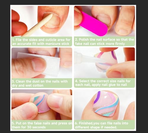 Dark Purple Press on Toenails Short,SXVME Glossy Fake Toe Nails Press on Toes Nails Glue on,Toe Acrylic Nails Fake Toenails,Stick on Toe Tails for Women in 24 PCS - Image 7