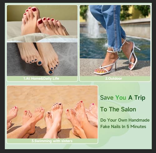 Dark Purple Press on Toenails Short,SXVME Glossy Fake Toe Nails Press on Toes Nails Glue on,Toe Acrylic Nails Fake Toenails,Stick on Toe Tails for Women in 24 PCS - Image 8