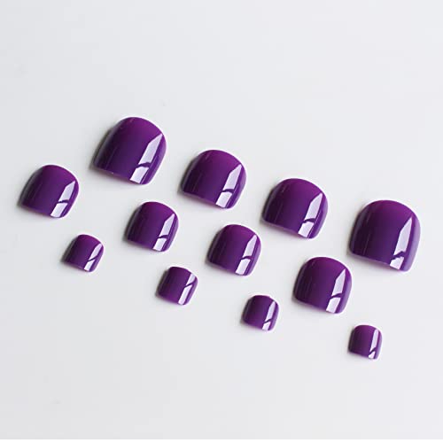 Dark Purple Press on Toenails Short,SXVME Glossy Fake Toe Nails Press on Toes Nails Glue on,Toe Acrylic Nails Fake Toenails,Stick on Toe Tails for Women in 24 PCS - Image 6