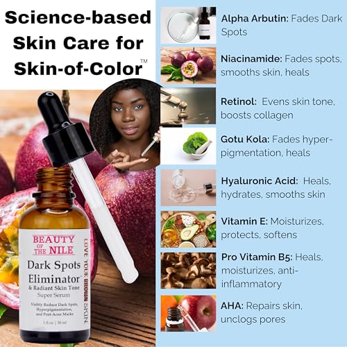 Dark Spots Eliminator™ Serum for Skin-of-Color, Remover Face Hyperpigmentation Age Acne Retinol Niacinamide Hyaluronic Acid, Beauty of the Nile® 1 Oz - Image 6