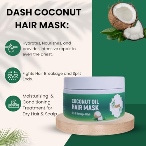 Dash Cocunut Hair Damage Remedy + Coconut Miracle Oil Hair Mask, Extra Hydrating & Softening Anti-Frizz Treatment to Help Repair Hair, Paraben-Free, Sulfated- 8.5 OZ - Image 2