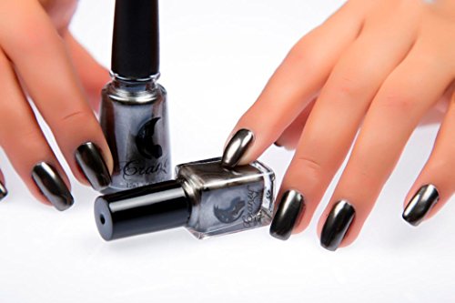 DATEWORK Mirror Plating Silver Paste Metal Color Stainless Steel Silver Nail Polish (Black) - Image 2