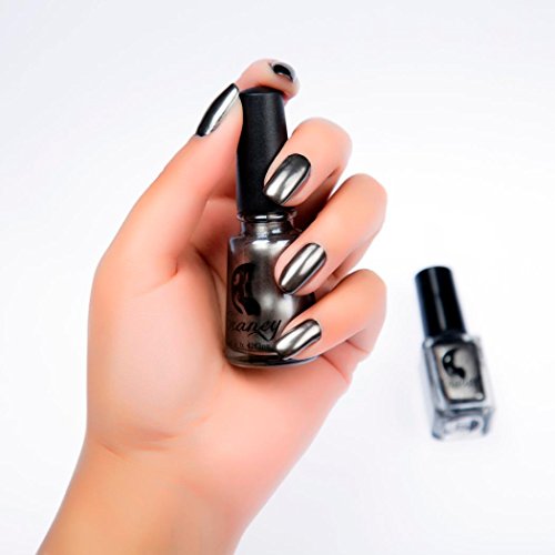 DATEWORK Mirror Plating Silver Paste Metal Color Stainless Steel Silver Nail Polish (Black) - Image 4