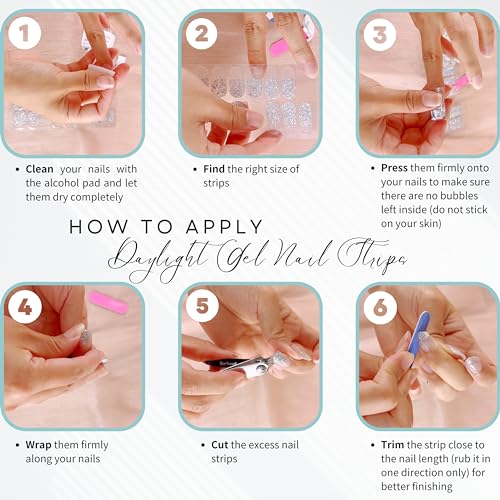 Daylight Gel Nail Strips, Nail Wraps, NO UV Light Needed Nail Polish Strips, Nail Stickers, No Top Coat Needed and Extra Thickness, Gel Nail Strips for Women Nail Art (Y2K Neutral Heart) - Image 7