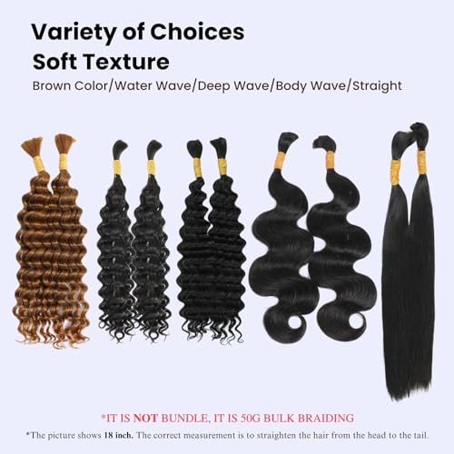 Deep Curly Human Braiding Hair For Boho Braids 15A Soft Thick Bulk Braiding Hair 18 Inch 200g (50g*4pc) Human Bulk Virgin Human Braiding Hair For Micro Braids Hair No Weft (Deep Bulk, Natural Black) - Image 5