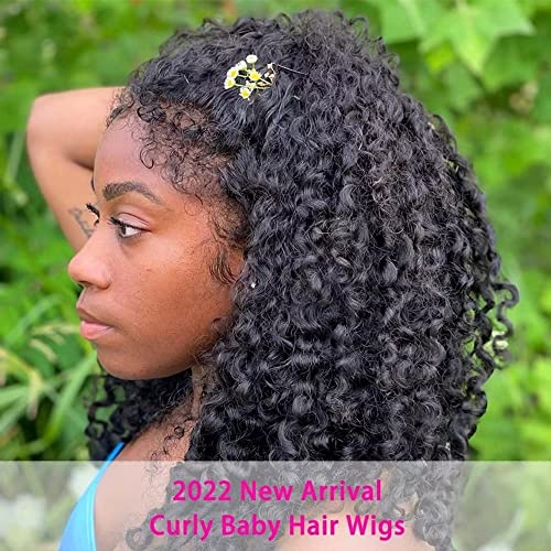 Deep Curly Human Hair Wigs 13X6 Transparent Lace Wig Pre Plucked Bleached Knots With Curly Baby Hair 180 Density Brazilian Remy Glueless Lace Wig for Women Pre Plucked Bleached Knots 24" - Image 7
