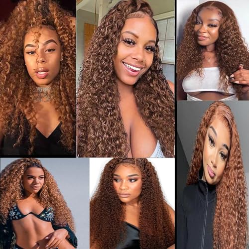 Deep Wave 30# Light Brown Human Hair Bundles Unprocessed Brazilian Virgin Hair Bundles Natural Color 30# Light Brown Human Hair Quick Weave Hair Extension - Image 5
