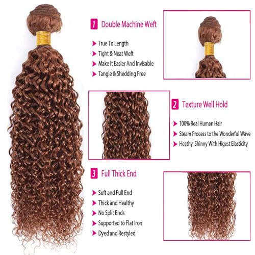 Deep Wave 30# Light Brown Human Hair Bundles Unprocessed Brazilian Virgin Hair Bundles Natural Color 30# Light Brown Human Hair Quick Weave Hair Extension - Image 4