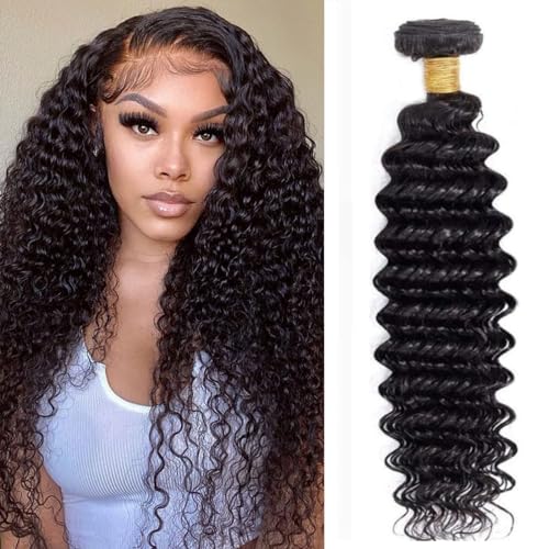 Deep Wave Bundles Human Hair Weave single Bundle Deep Curly Brazilian Virgin Wet And Wavy Bundle 12A 100% Unprocessed Human Hair Extensions Natural Color 24 Inch