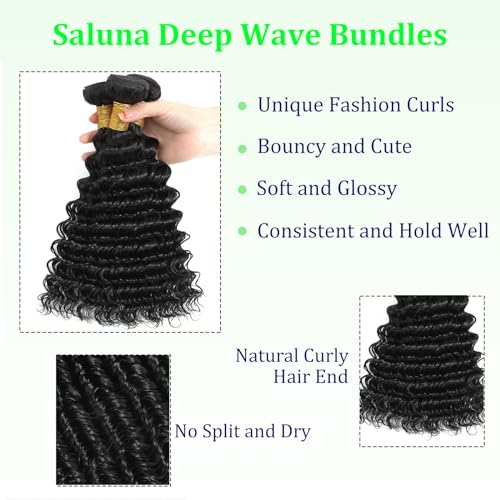 Deep Wave Human Hair Bundles 12 14 16 Inch 3 Bundles 12A 100% Unprocessed Brazilian Virgin Weave Bundles Human Hair Deep Curly Bundles Human Hair - Image 4