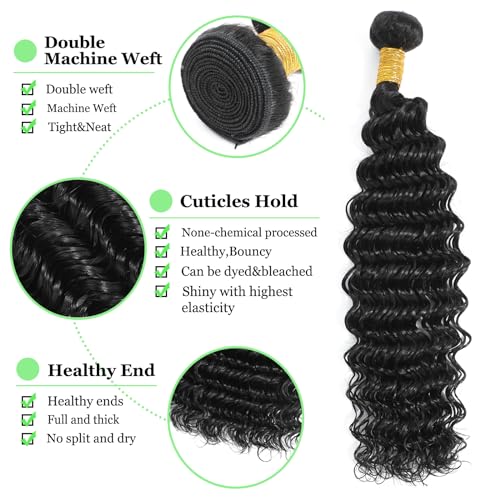 Deep Wave Human Hair Bundles 12 14 16 Inch 3 Bundles 12A 100% Unprocessed Brazilian Virgin Weave Bundles Human Hair Deep Curly Bundles Human Hair - Image 2