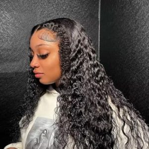 Deep Wave Lace Front Wigs Human Hair Pre Plucked Curly Lace Front Wigs Human Hair for Black Women Human Hair Wet and Wavy Wigs Human Hair HD Lace Front Wigs Human Hair with Baby Hair 26 Inch