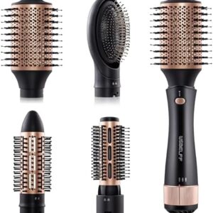Detachable Hot Air Brush Set, Negative Ions for Frizz-Free Styling, 1-Year Warranty
