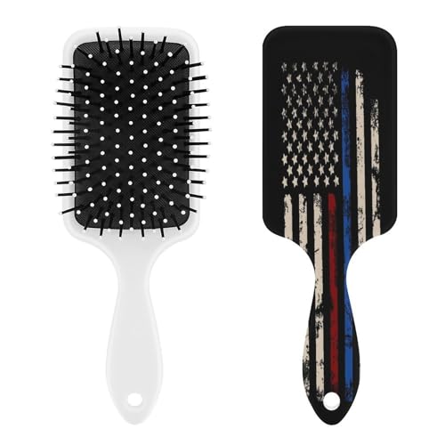 Detangler Hair Brushes, Anti Static Nylon Ball-tipped for Men Women, for Thin Red Line And Blue Line Vintage Retro Massage Comb Hair Brush Glides Through Tangles with Ease for All Hair Types