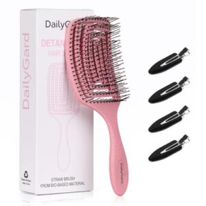 Vented Detangling Paddle Hairbrush for All Hair Types, Wet or Dry Use, Pink