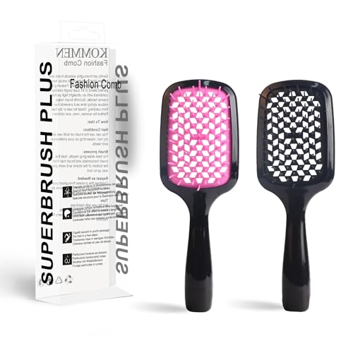 Detangling Hair Brush，Wet-Dry Vented Detangling Hair Brush， Vented Wet Hair Brush for Women man Glides Through,Tangles Heating Brush for Wet, Thick, Curly (Black Pink)