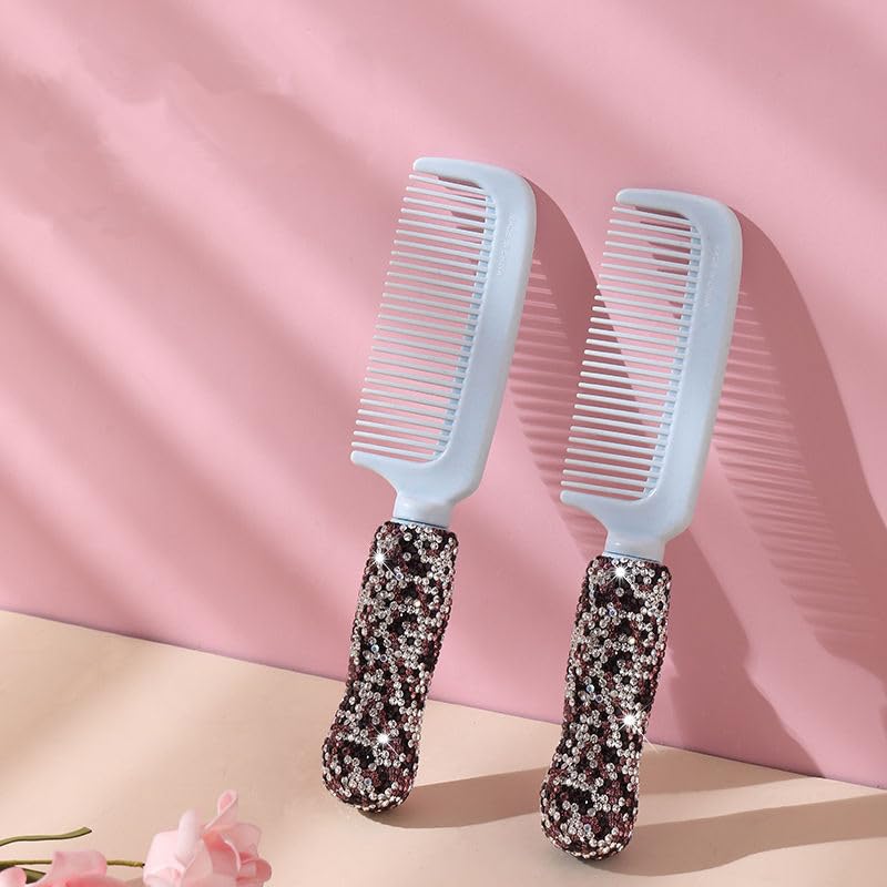 Diamond Comb Hair Brush for Detangling Cushion, Bling Rhinestone Hair Combs for Girls and Women -Purple - Image 2