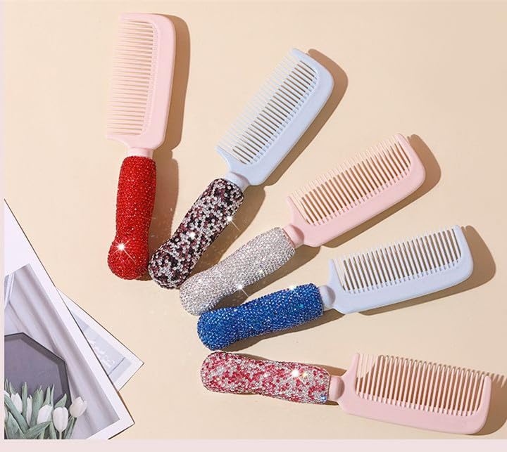 Diamond Comb Hair Brush for Detangling Cushion, Bling Rhinestone Hair Combs for Girls and Women -Purple - Image 6