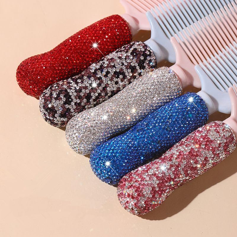 Diamond Comb Hair Brush for Detangling Cushion, Bling Rhinestone Hair Combs for Girls and Women -Purple - Image 4