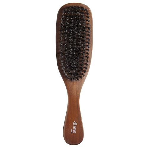 Diane Reinforced Boar Bristle Curved Wave Brush for Men and Barbers – Medium Bristles for Thick and Curly Hair – Use for Detangling, Smoothing, Wave Styles, Restore Shine and Texture