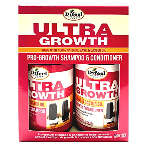Difeel Basil Castor Oil Shampoo & Conditioner Set 16 oz Healthy Hair Growth - Image 2