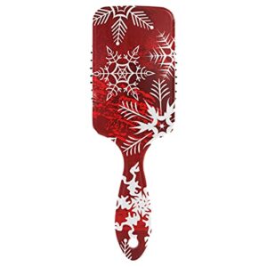 Different White Snowflakes Seamless On Red Background Paddle Brush Hair Brush, Plastic Soft Nylon Pins Air cushion comb, Detangle Anti-Static Dry Wet Hair Hairbrush for Smoothing Women Men Hair