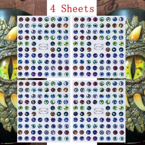 Dinosaur Eyes Nail Art Stickers Decals, 3D Lizard Eyes Nail Self-Adhesive Sticker Designs Demon Eyes Glitter Nail Transfer Decal Acrylic Supplies Decorations for Women Girls Manicure Art Tips - Image 7