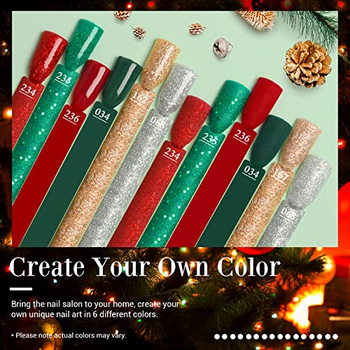 Dip Powder Set, AZUREBEAUTY 6 Colors Glitter Red Green Nail Dipping Powder French Nail Art Gel Manicure Salon DIY at Home Christmas Gifts - Image 2